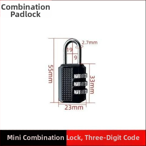 Kombinovaný zámok s digitálnym kódom, vodeodolný, zinková zliatina; hrúbka zámkovej tyčky 8 mm, rozstup tyčí 25,5 mm; vhodné pre batožinu, posilňovňu a skriňu.