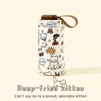 Slnečník s motívom mačka-pes, UPF50+ UV ochrana, dvojitá funkcia slnko a dážď, kompaktný vreckový, 5-dielna skladacia, polyester 190T