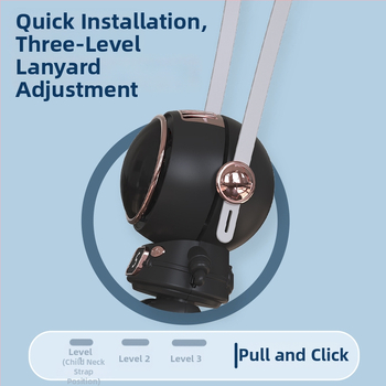 Nákrčný mini ventilátor s vlastným logom a kresleným dizajnom, USB nabíjanie, 5V 4.5W, 5 rýchlostí, zabudovaná batéria 800–1000 mAh