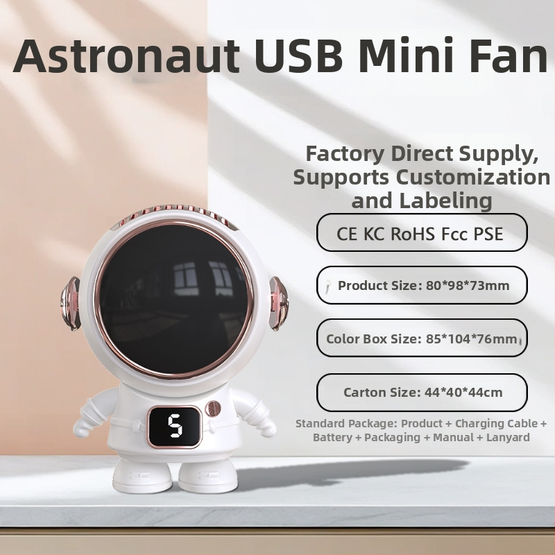 Nákrčný mini ventilátor s vlastným logom a kresleným dizajnom, USB nabíjanie, 5V 4.5W, 5 rýchlostí, zabudovaná batéria 800–1000 mAh