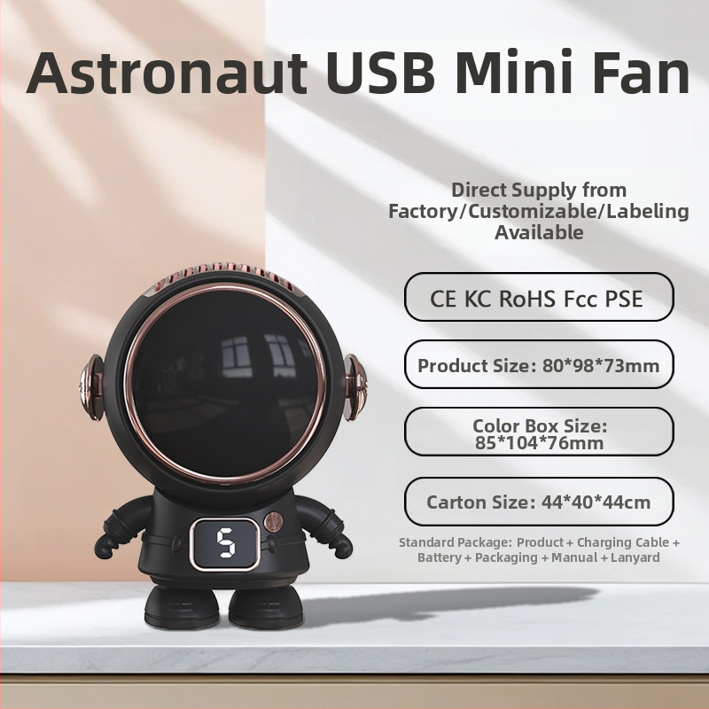 Nákrčný mini ventilátor s vlastným logom a kresleným dizajnom, USB nabíjanie, 5V 4.5W, 5 rýchlostí, zabudovaná batéria 800–1000 mAh