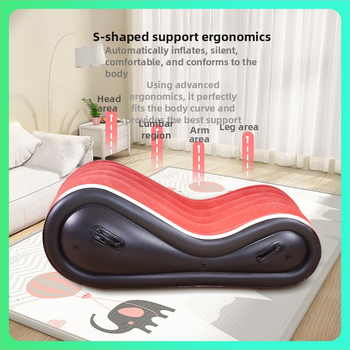 Nafukovacia pohovka – flockované PVC; štýl S-Type, moderný minimalistický dizajn; hmotnosť 4.6 kg; hrúbka 0.6 mm