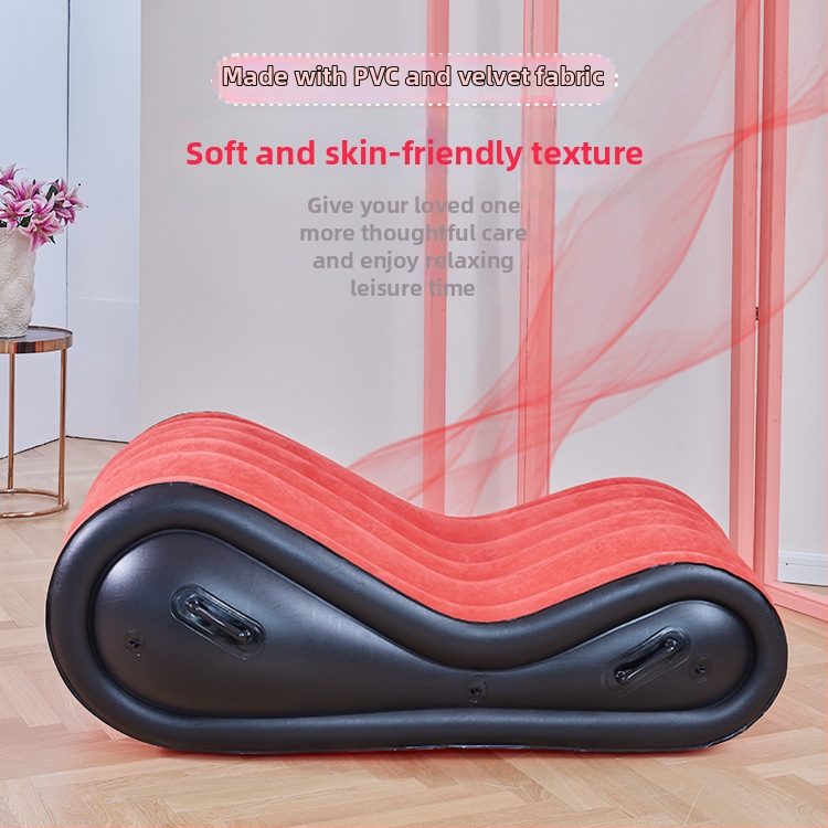 Nafukovacia pohovka – flockované PVC; štýl S-Type, moderný minimalistický dizajn; hmotnosť 4.6 kg; hrúbka 0.6 mm