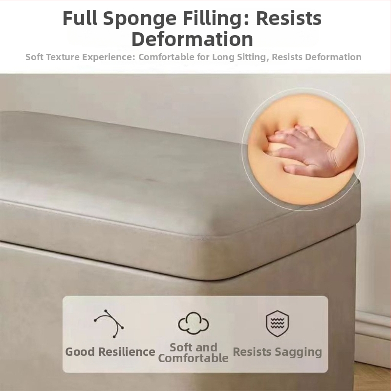 Uzglabāšanas krēsliņš kurpēm, ādas virsma, taisnstūra forma, fiberboard konstrukcija, slodzes kapacitāte 150 kg, tilpums 12 L