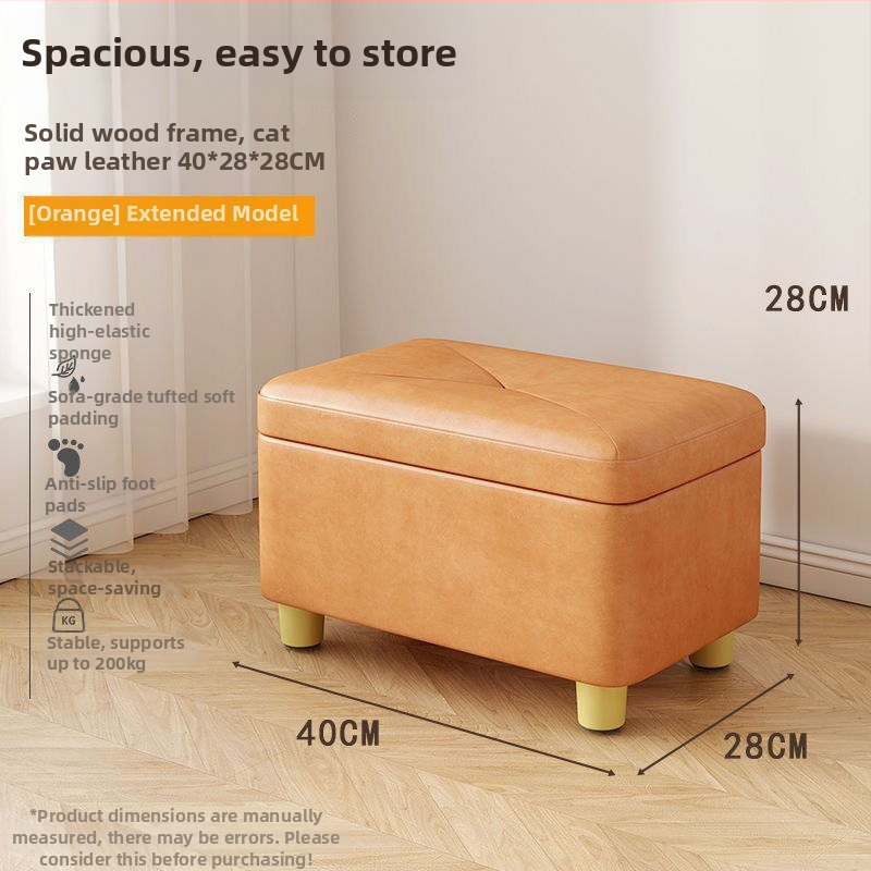 Úložný stolič na topánky, kožený povrch, obdĺžnikový tvar, konštrukcia z fiberboardu, nosnosť 150 kg, kapacita 12 L