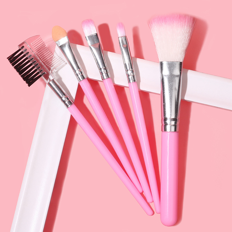 VNKT sada 5 štetcov na make-up so syntetickými štetinami, plastové rúčky, prenosný dizajn, pôvod Čína
