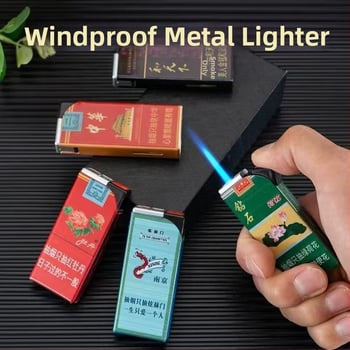 Zapaľovač s kovovým telom, proti vetru, opakovane plniteľný, palivo bután, štýl národného trendu