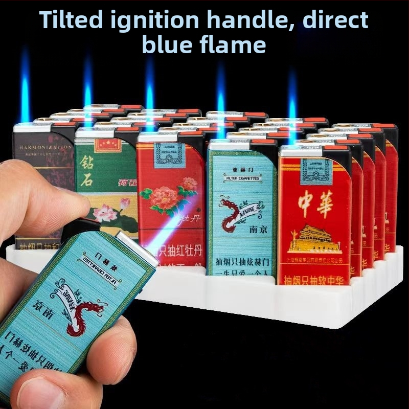 Zapaľovač s kovovým telom, proti vetru, opakovane plniteľný, palivo bután, štýl národného trendu