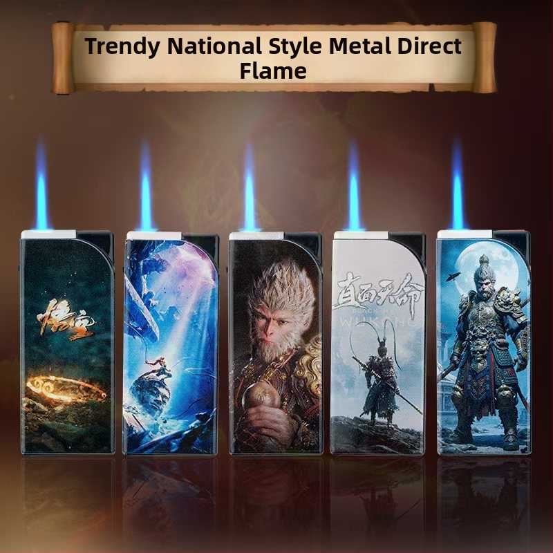 Zapaľovač s kovovým telom, proti vetru, opakovane plniteľný, palivo bután, štýl národného trendu