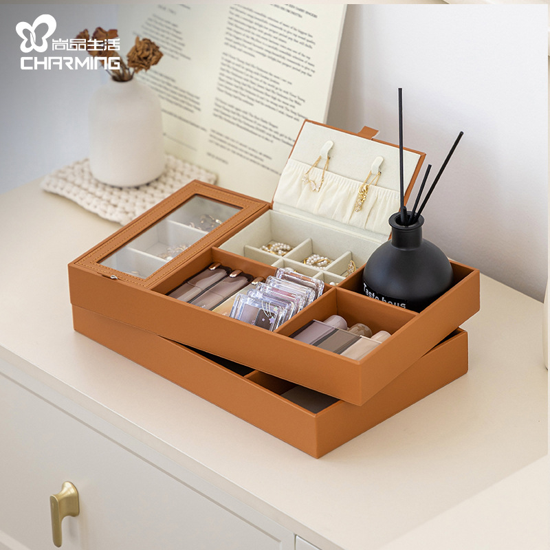 Šperkovnica so sekvenčnými zásuvkami (Model: Sequence tray jewelry box); Materiál: Cortical; Moderný minimalistický štýl; Tvrdá konštrukcia