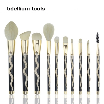 Hengrun 10-dielna súprava štetcov na make-up s ABS rukoväťou, celková dĺžka 20 cm, dĺžka štetín 5 cm, balenie v tvare valca