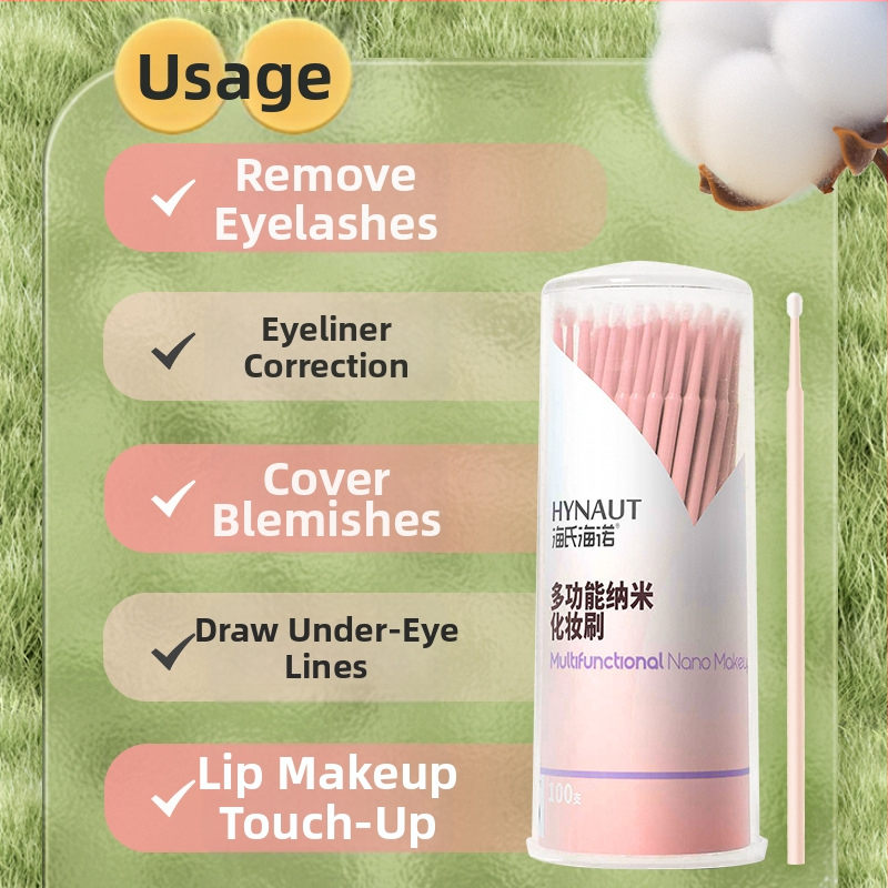 Hiseas Hina Nano sady štetcov na make-up, 100 kusov, nano štetiny, valcová kozmetická škatuľka, prenášateľná rukoväť