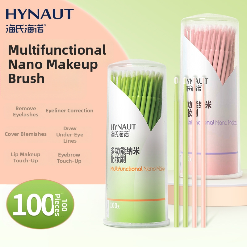 Hiseas Hina Nano sady štetcov na make-up, 100 kusov, nano štetiny, valcová kozmetická škatuľka, prenášateľná rukoväť