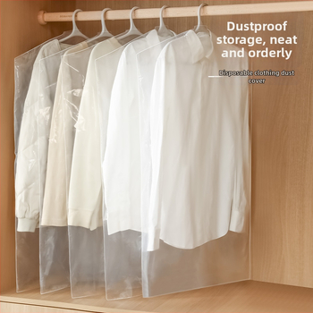 Priehľadný obal na oblečenie do šatníkovej skrine — plast, prachotesný a vlhkosť odolný, jednoduchý a moderný štýl, vhodný na cestovanie, spálňu a obývačku