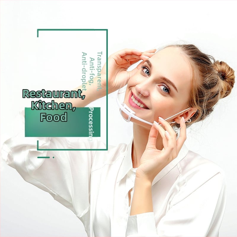Jednorázová priehľadná maska pre kuchárov, plastový ústny štít pre catering a kuchyňu