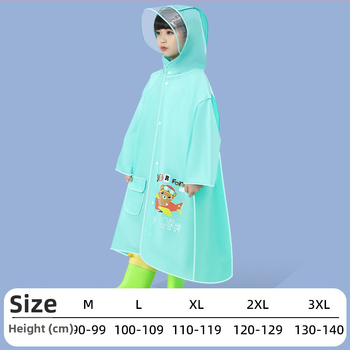 Laste EVA vihmpončo varjatud seljakoti osaga, paks ja veekindel pikk vihmariietus kooliks ja rattasõiduks