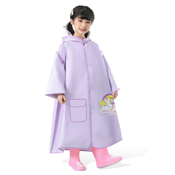 Laste EVA vihmpončo varjatud seljakoti osaga, paks ja veekindel pikk vihmariietus kooliks ja rattasõiduks