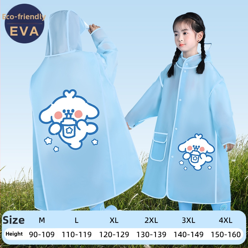 Laste EVA vihmpončo varjatud seljakoti osaga, paks ja veekindel pikk vihmariietus kooliks ja rattasõiduks