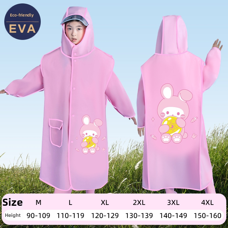 Laste EVA vihmpončo varjatud seljakoti osaga, paks ja veekindel pikk vihmariietus kooliks ja rattasõiduks