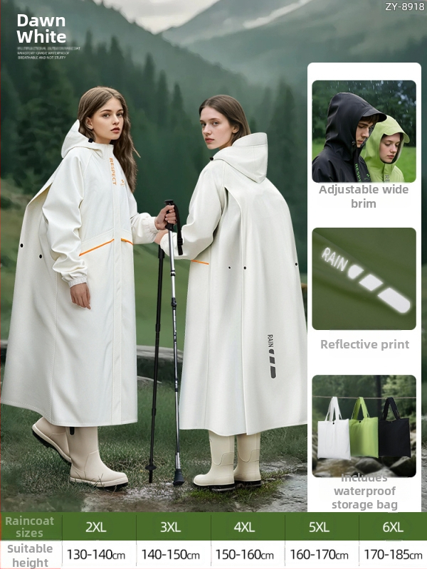 Jednodielne dažďové pončo pre dospelých, turistika, tkanina Chunya Textile, PU lepidlo vodotesný povlak