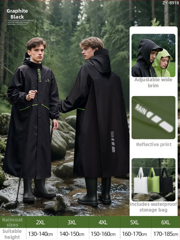 Jednodielne dažďové pončo pre dospelých, turistika, tkanina Chunya Textile, PU lepidlo vodotesný povlak