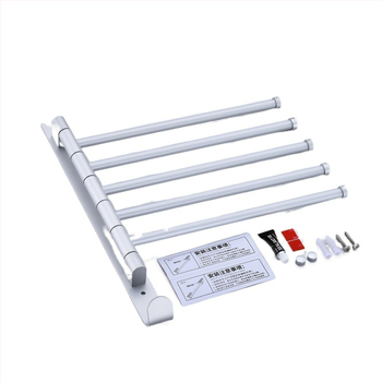 Rotujúci bezvŕtový stojan na uteráky z vesmírneho hliníka, viacstĺpový dizajn, do kúpeľne, CE certifikát