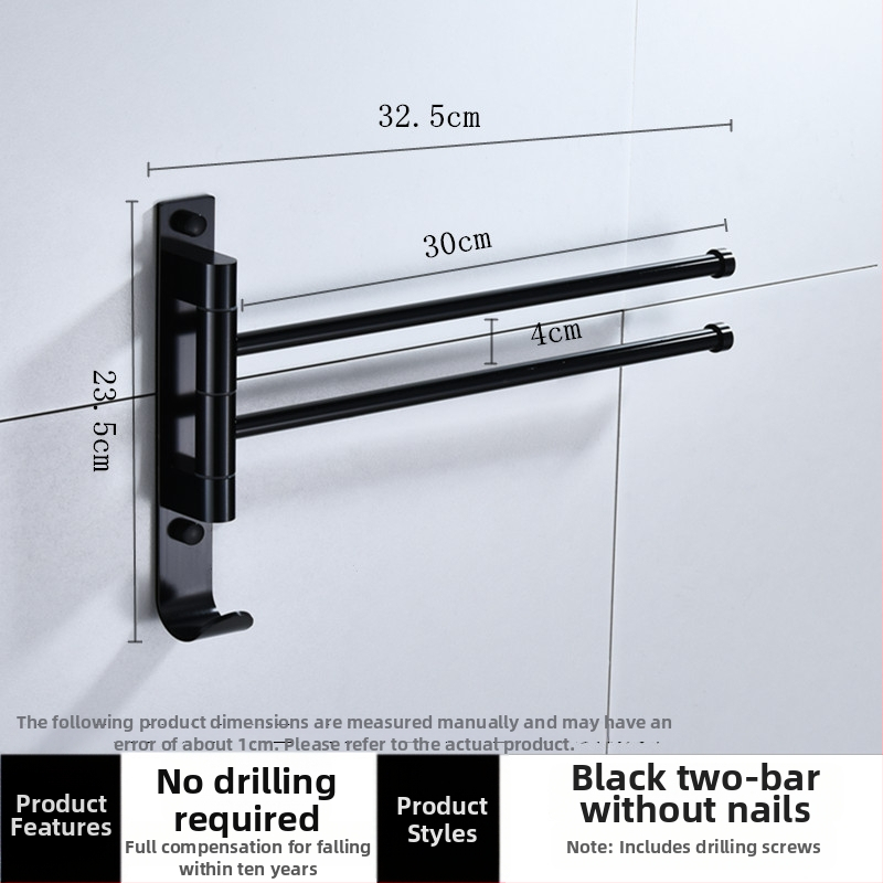 Rotujúci bezvŕtový stojan na uteráky z vesmírneho hliníka, viacstĺpový dizajn, do kúpeľne, CE certifikát