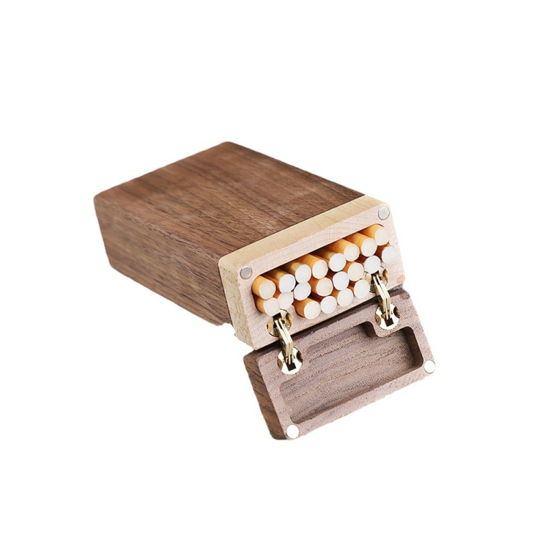 Puidust sigaretihoidik musta pähklipuu ja vahtrapuu kombinatsioonist, logotüübi trükkimine, kohandamine, privaatne märgistamine