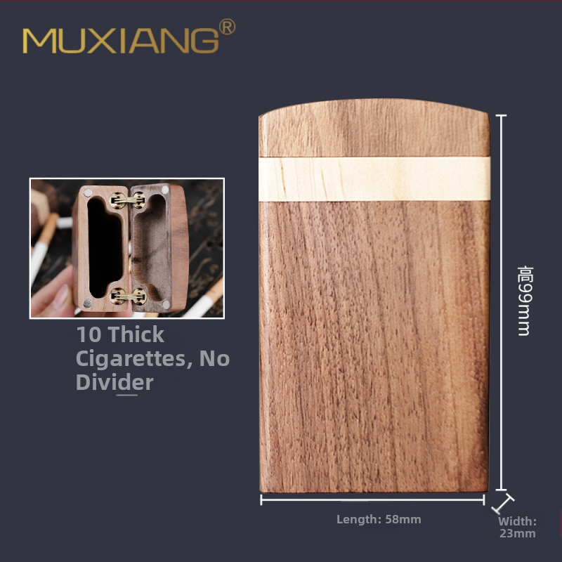 Puidust sigaretihoidik musta pähklipuu ja vahtrapuu kombinatsioonist, logotüübi trükkimine, kohandamine, privaatne märgistamine