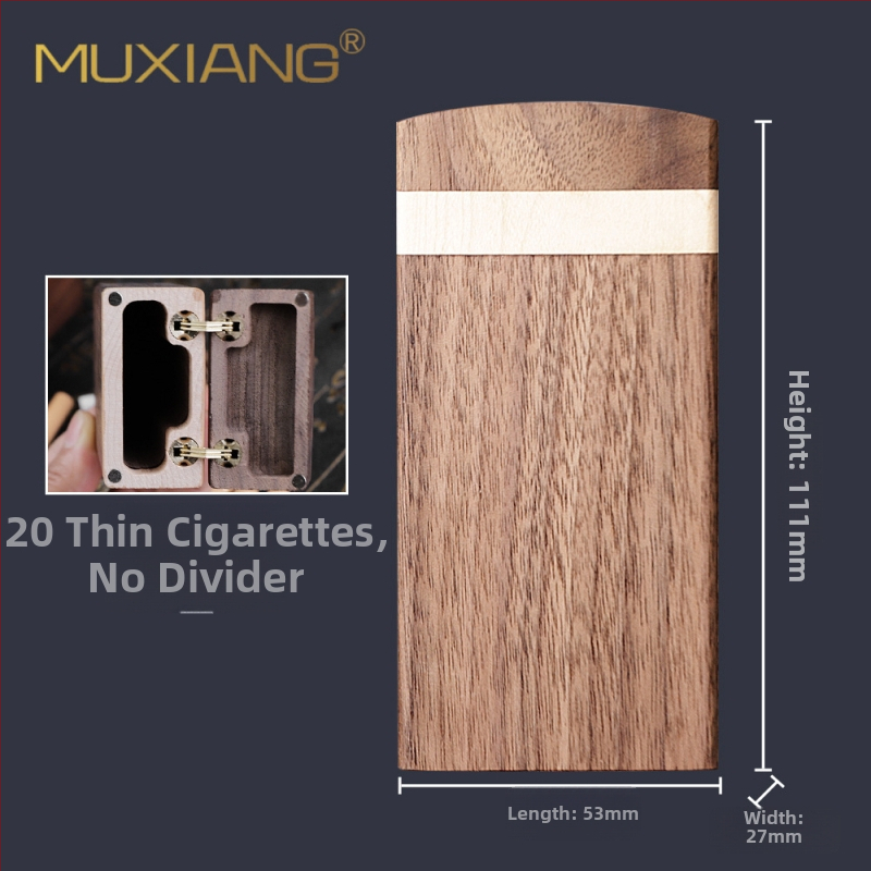 Puidust sigaretihoidik musta pähklipuu ja vahtrapuu kombinatsioonist, logotüübi trükkimine, kohandamine, privaatne märgistamine