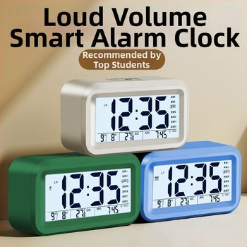 Budík pre študentov s nočným svetlom, minimalistický moderný dizajn, jednostranný displej, batériové napájanie, plastové puzdro