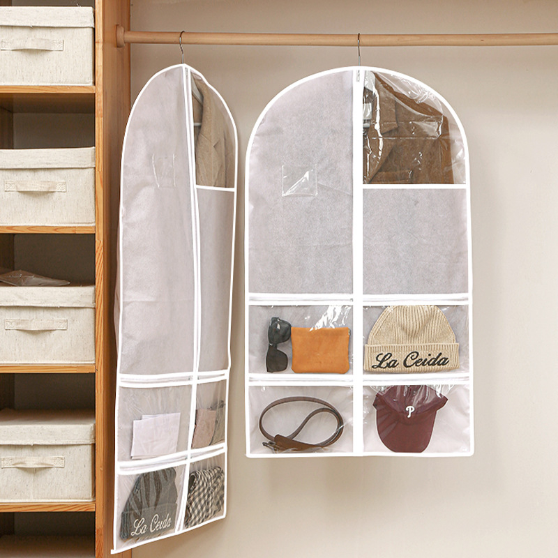 Ochranná taška na oblečenie z netkanej textílie, vodotesná, visiaca priehľadná taška na skladovanie oblečenia