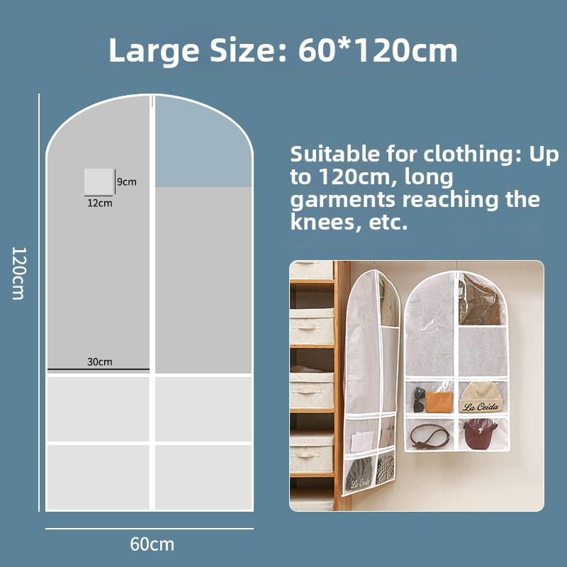 Ochranná taška na oblečenie z netkanej textílie, vodotesná, visiaca priehľadná taška na skladovanie oblečenia