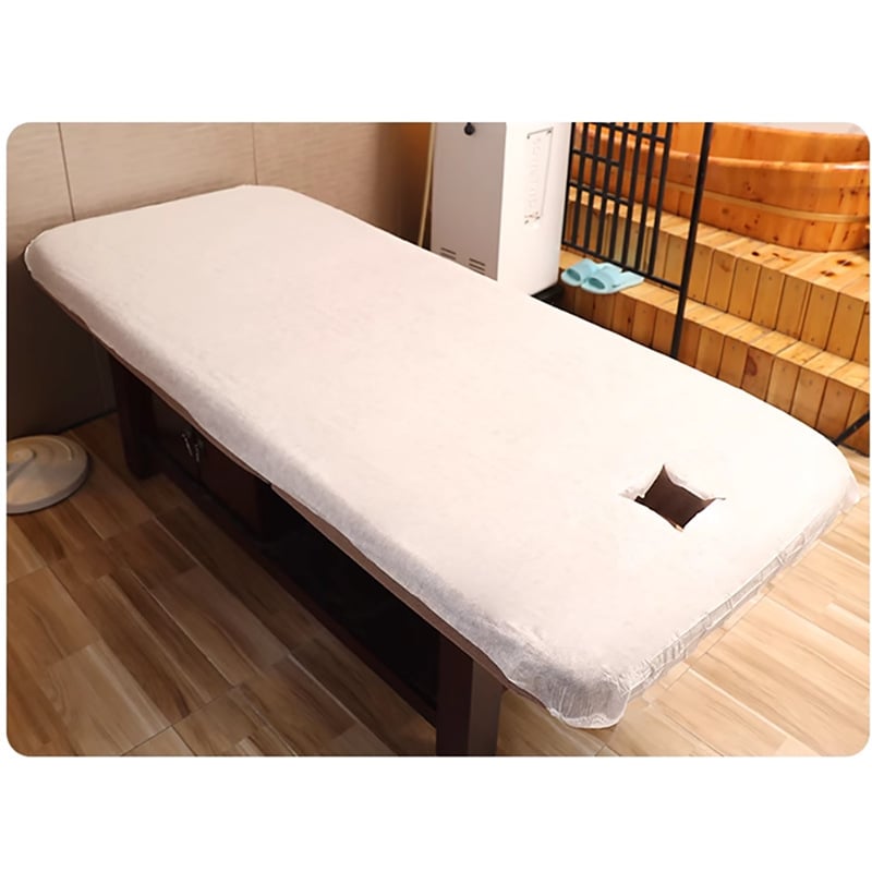 Jednorazové plachty na masážny stôl s otvorom na tvár, priedušný netkaný materiál, odolný voči olejom a špine, zosilnená