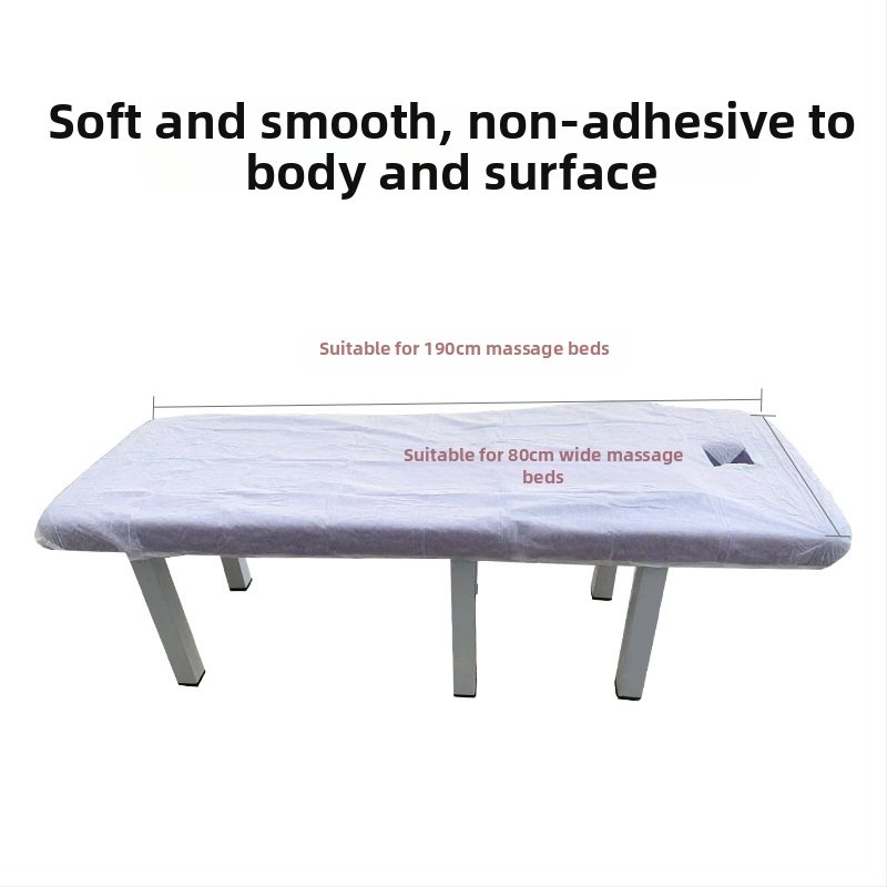 Vienreizējās lietošanas gultas segu masāžas galdam ar sejas atveri, elpojošs netkanāts materiāls, eļļu un netīrumu izturīgs, biezināts