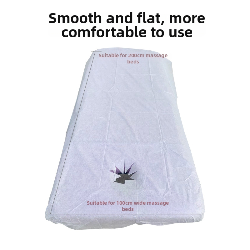Vienreizējās lietošanas gultas segu masāžas galdam ar sejas atveri, elpojošs netkanāts materiāls, eļļu un netīrumu izturīgs, biezināts