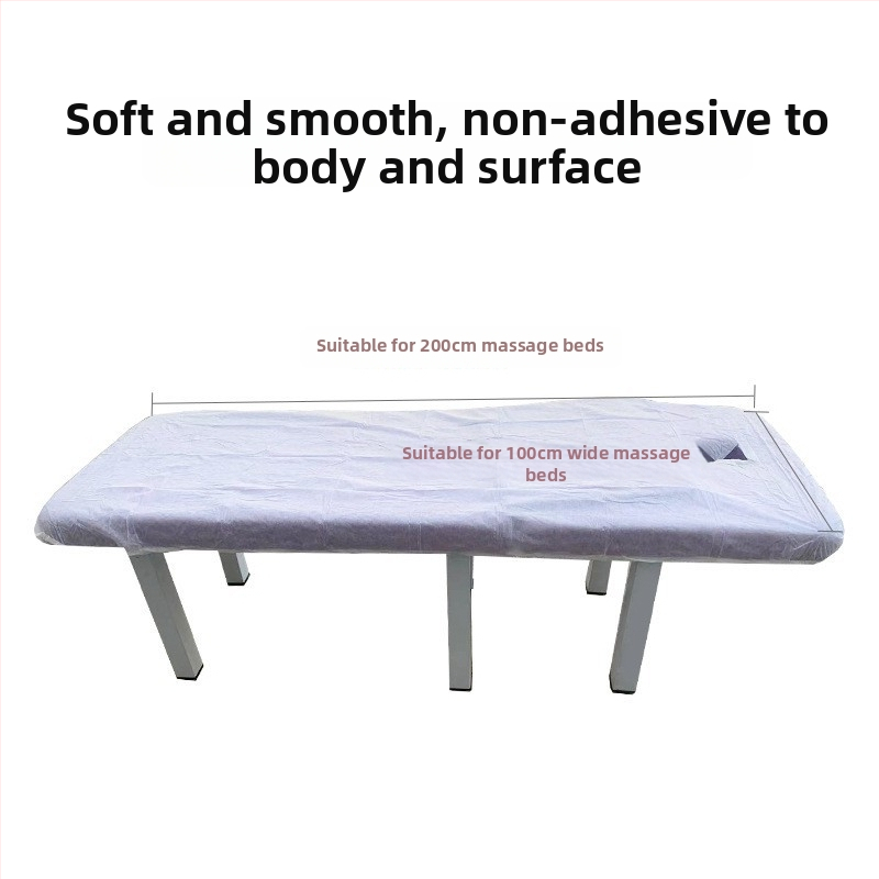 Jednorazové plachty na masážny stôl s otvorom na tvár, priedušný netkaný materiál, odolný voči olejom a špine, zosilnená