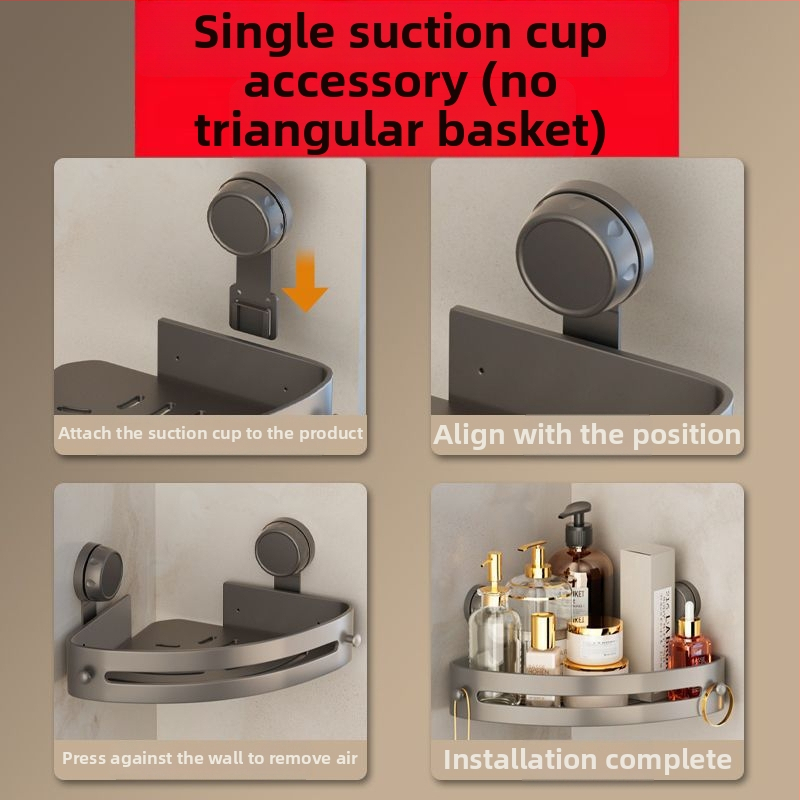 Posilnená trojuholníková rohová polica do kúpeľne s prísavkami, na stenu, z nehrdzavejúcej ocele, jednoduchý moderný štýl