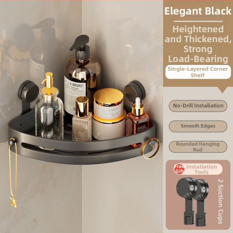 Posilnená trojuholníková rohová polica do kúpeľne s prísavkami, na stenu, z nehrdzavejúcej ocele, jednoduchý moderný štýl