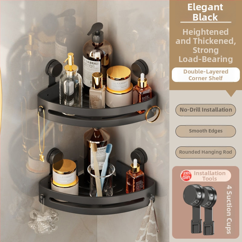 Posilnená trojuholníková rohová polica do kúpeľne s prísavkami, na stenu, z nehrdzavejúcej ocele, jednoduchý moderný štýl