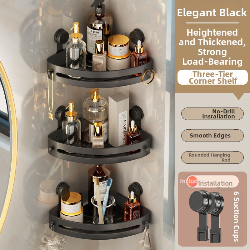 Posilnená trojuholníková rohová polica do kúpeľne s prísavkami, na stenu, z nehrdzavejúcej ocele, jednoduchý moderný štýl