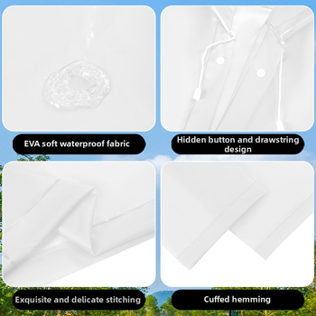 TPU pláštenka pre dospelých, dlhá, opakovane použiteľná, pre turistiku, hrúbka materiálu 0.18 mm