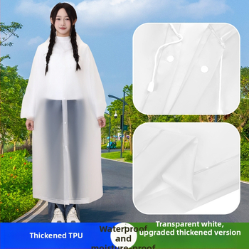TPU pláštenka pre dospelých, dlhá, opakovane použiteľná, pre turistiku, hrúbka materiálu 0.18 mm