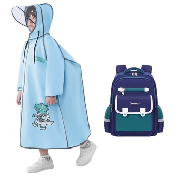Detská EVA pláštenka do školy, kreslený štýl, úplné zakrytie tela, kompatibilné s batohom