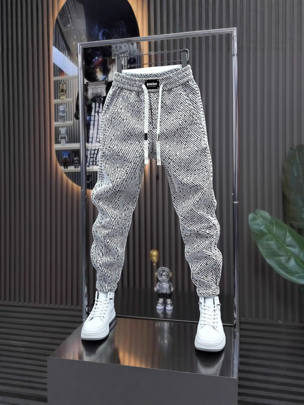 Pánske fleece športové nohavice, rovný strih, zima 2025, stredný pás, zmes polyester-bavlna (95% polyester), voľnočasové