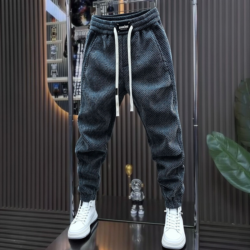 Pánske fleece športové nohavice, rovný strih, zima 2025, stredný pás, zmes polyester-bavlna (95% polyester), voľnočasové