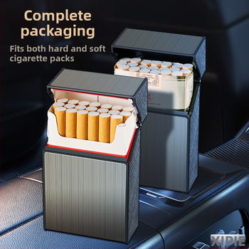 Hlinírový box na cigarety, kapacita 20 cigariet, klapkový kryt, opakovane použiteľný, s vlastným logom – Suction Pie, minimalistický štýl