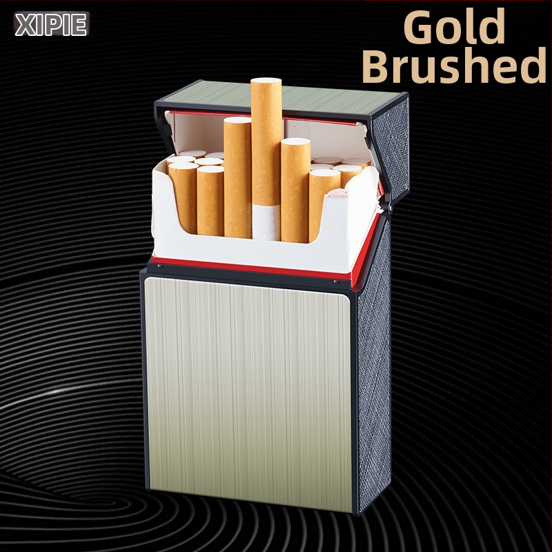 Hlinírový box na cigarety, kapacita 20 cigariet, klapkový kryt, opakovane použiteľný, s vlastným logom – Suction Pie, minimalistický štýl