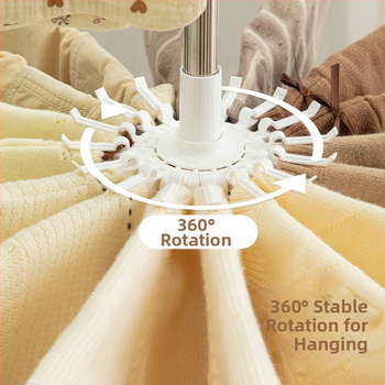 Stojan na sušenie detského oblečenia, mobilný, podlahový, kruhový s klip dizajnom, z plastu