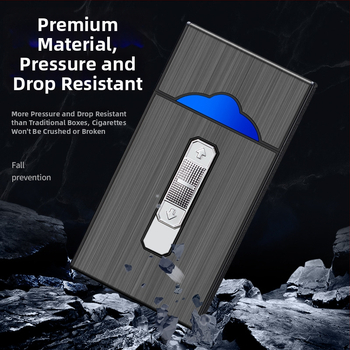 B05 USB nabíjacia puzdro na cigarety s integrovaným oblúkovým zapaľovačom, kapacita 20 cigariet, ABS materiál